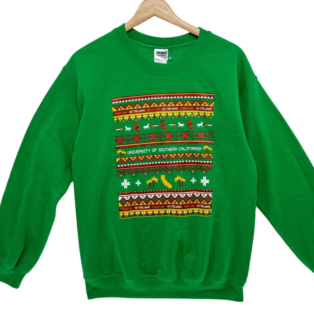 USC Trojans Ugly Christmas Sweater Sweatshirt Size S Fight On Gildan 00s